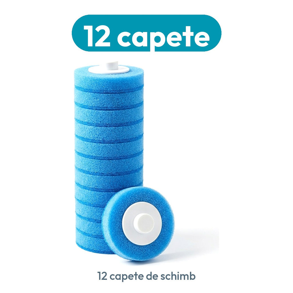 Pachet cu 12 rezerve pentru peria WC Curatic, capete albastre din burete